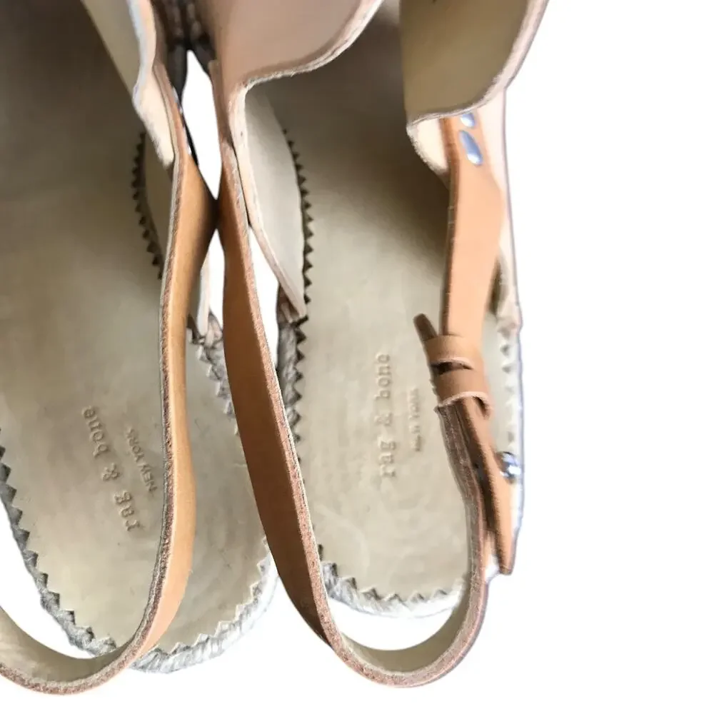 Rag & Bone Sayre II Espadrille Wedge Sandal Women Sz 40 Beige Leather 2.25